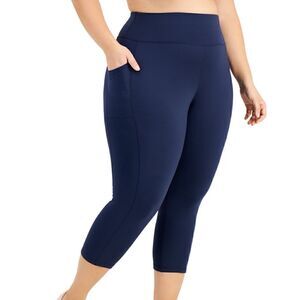 ID Ideology Women’s Blue Active Cropped Leggings, pant Dark Blue ,MSRP $35